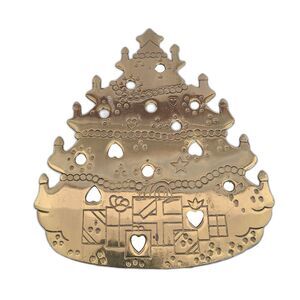Lillian Vernon Vintage Solid Brass Christmas Tree Trivet Hot Pad Holiday Kitchen